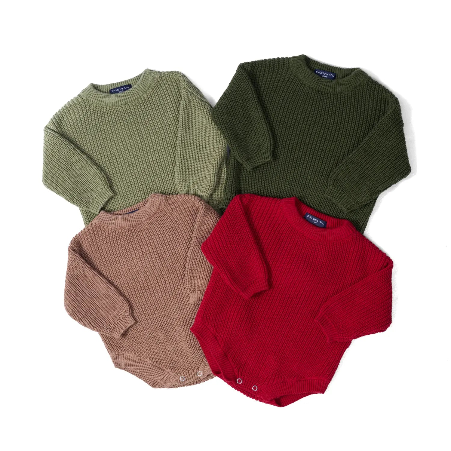 Classic Chunky Knit Baby Romper in Red Xmas