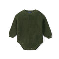 Classic Chunky Knit Baby Romper in Forest Green
