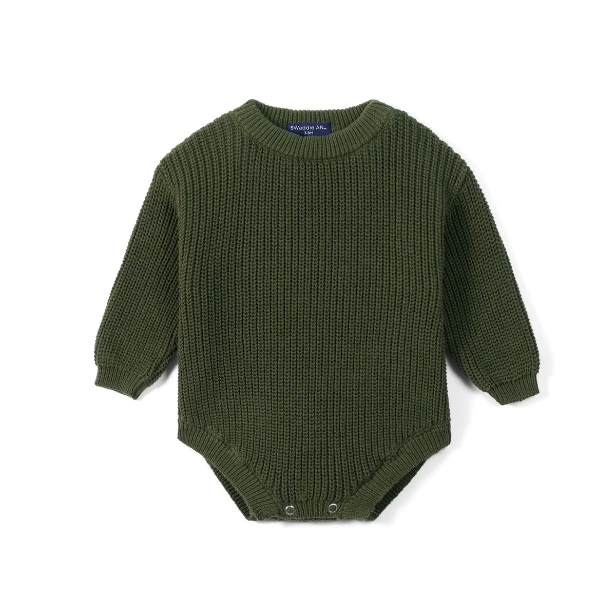 Classic Chunky Knit Baby Romper in Forest Green