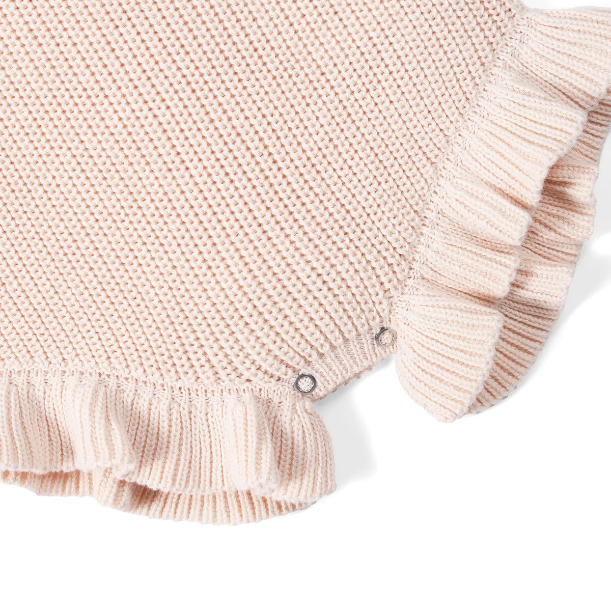 Ruffle Chunky Knit Baby Romper in Beige