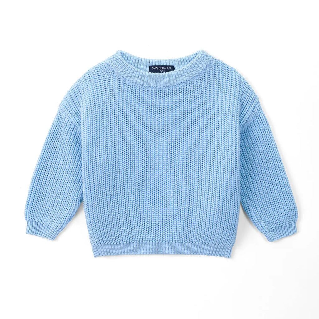 Classic Knit Baby Sweater in Baby Blue