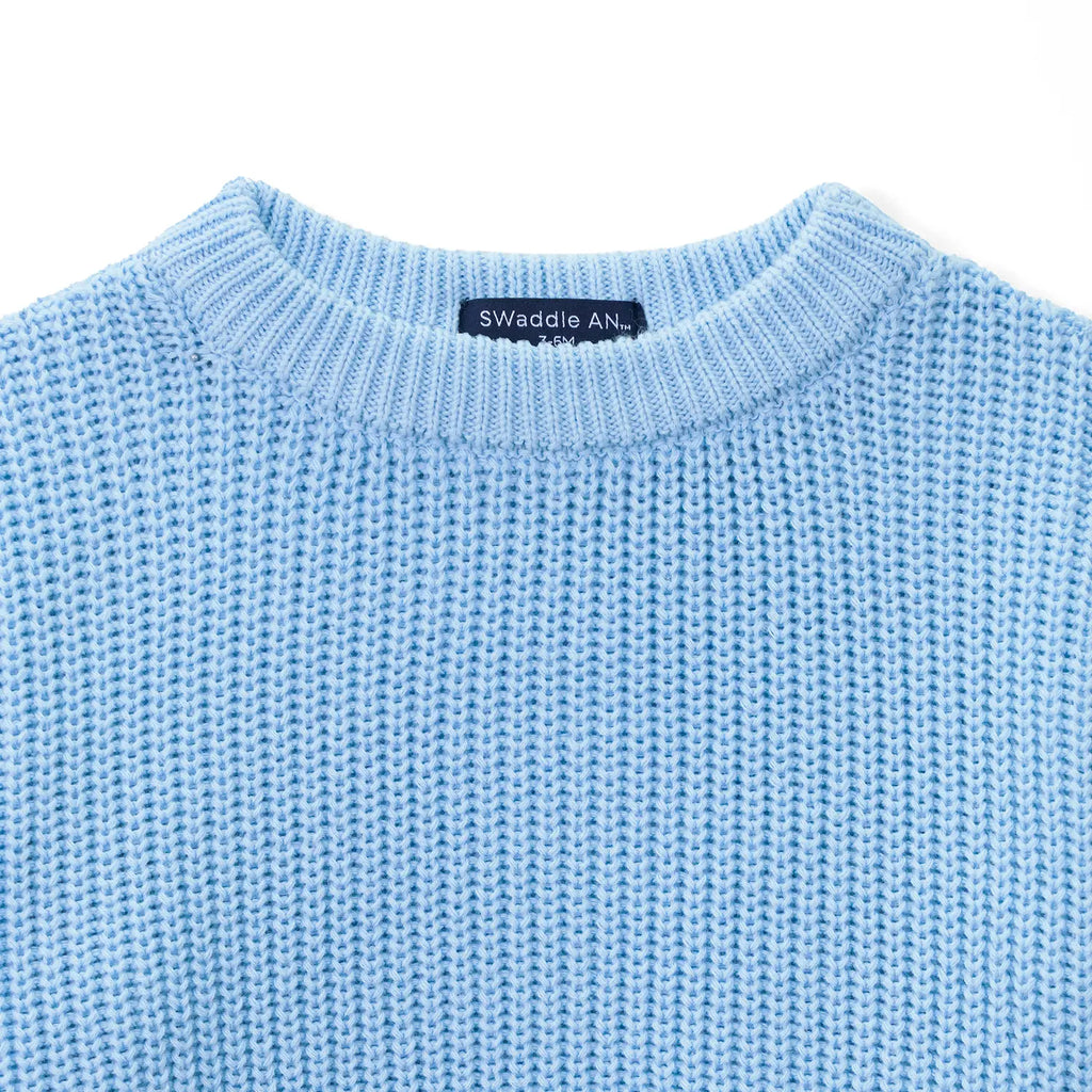 Classic Knit Baby Sweater in Baby Blue