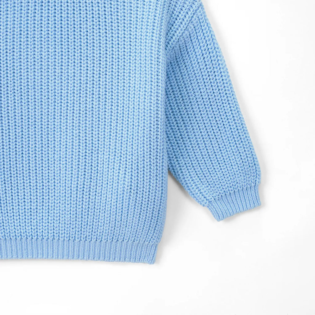 Classic Knit Baby Sweater in Baby Blue