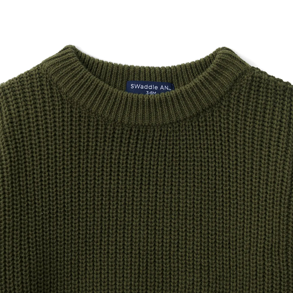 Classic Knit Baby Sweater in Forest Green
