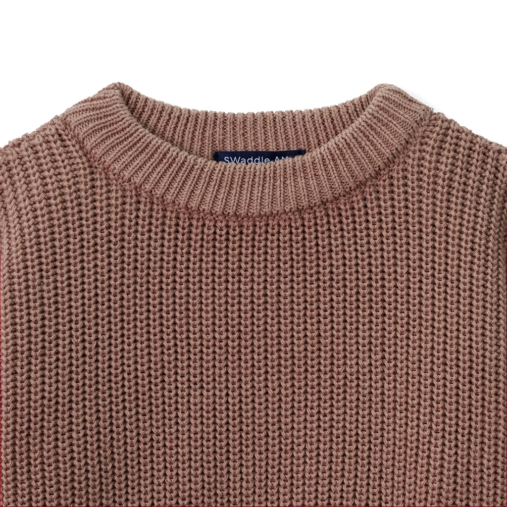 Classic Knit Baby Sweater in Mocha