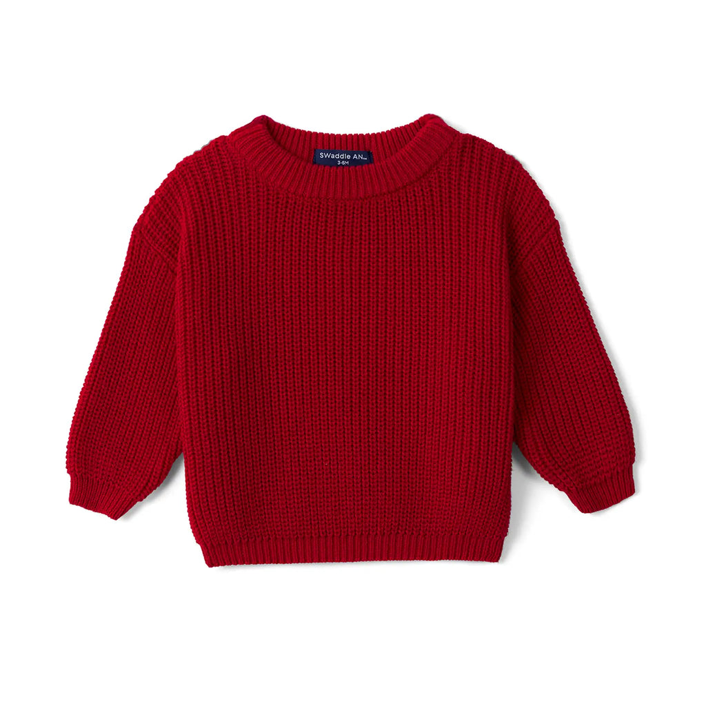 Classic Knit Baby Sweater in Red Xmas