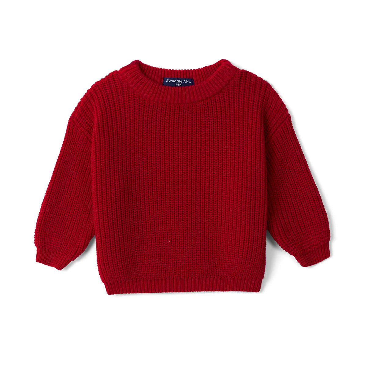 Classic Knit Baby Sweater in Red Xmas