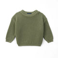 Classic Knit Baby Sweater in Sage Green