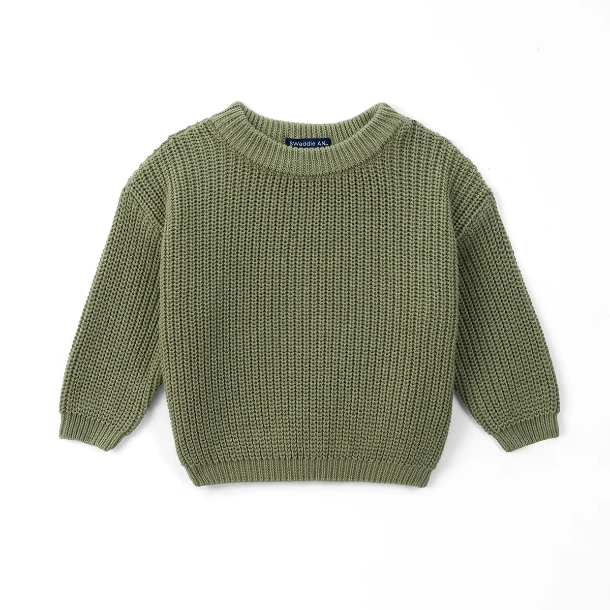 Classic Knit Baby Sweater in Sage Green