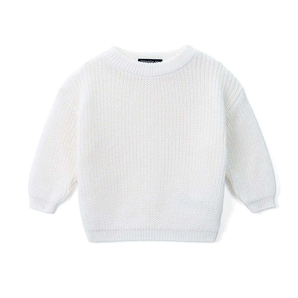 Classic Knit Baby Sweater in Timeless White