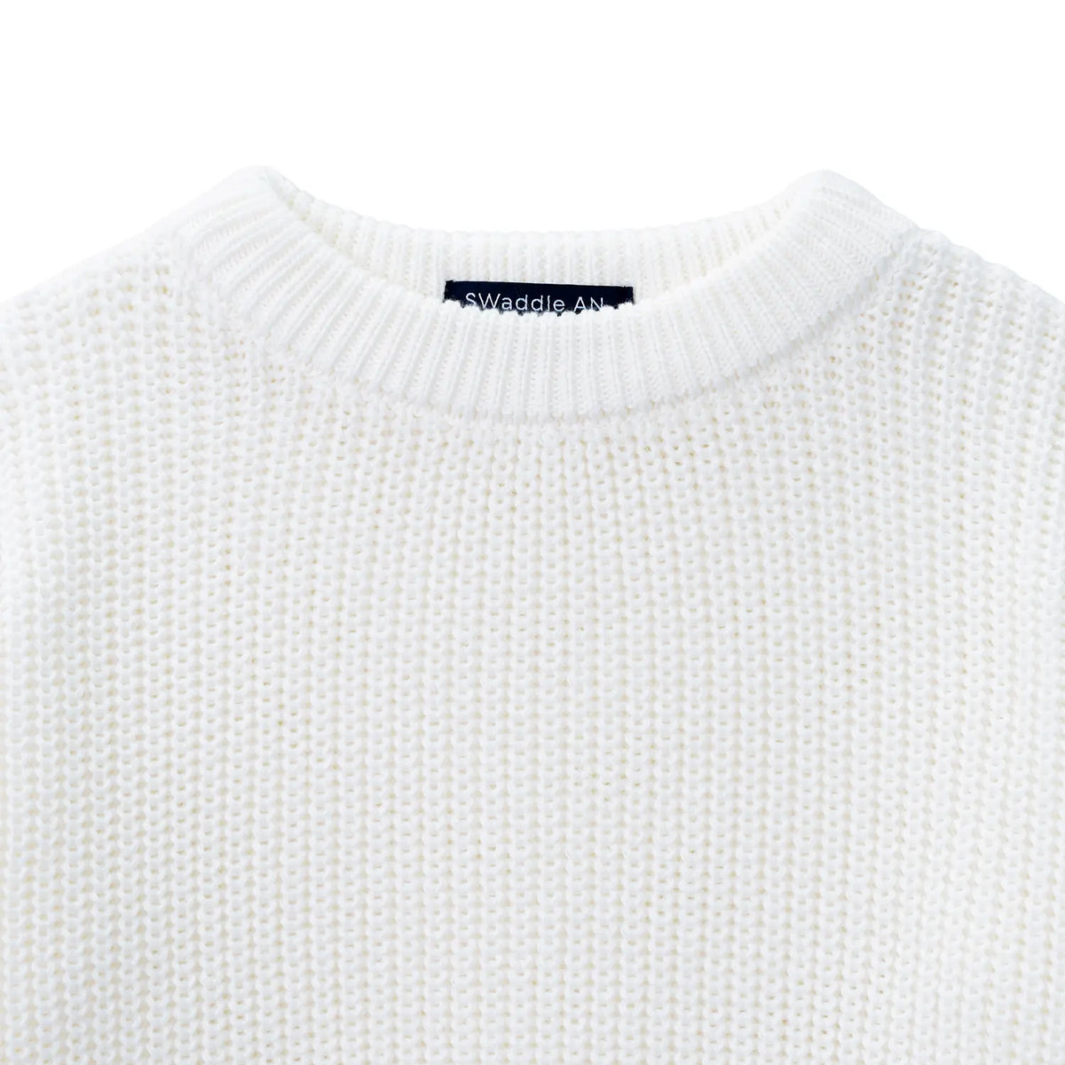 Classic Knit Baby Sweater in Timeless White