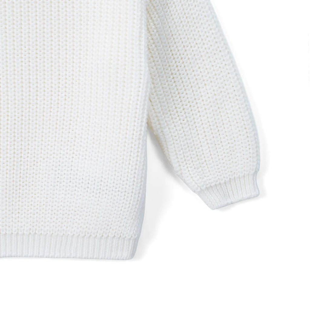 Classic Knit Baby Sweater in Timeless White