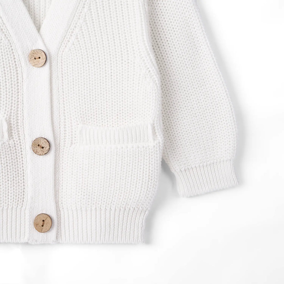 Classic Cardigan with Pockets in White