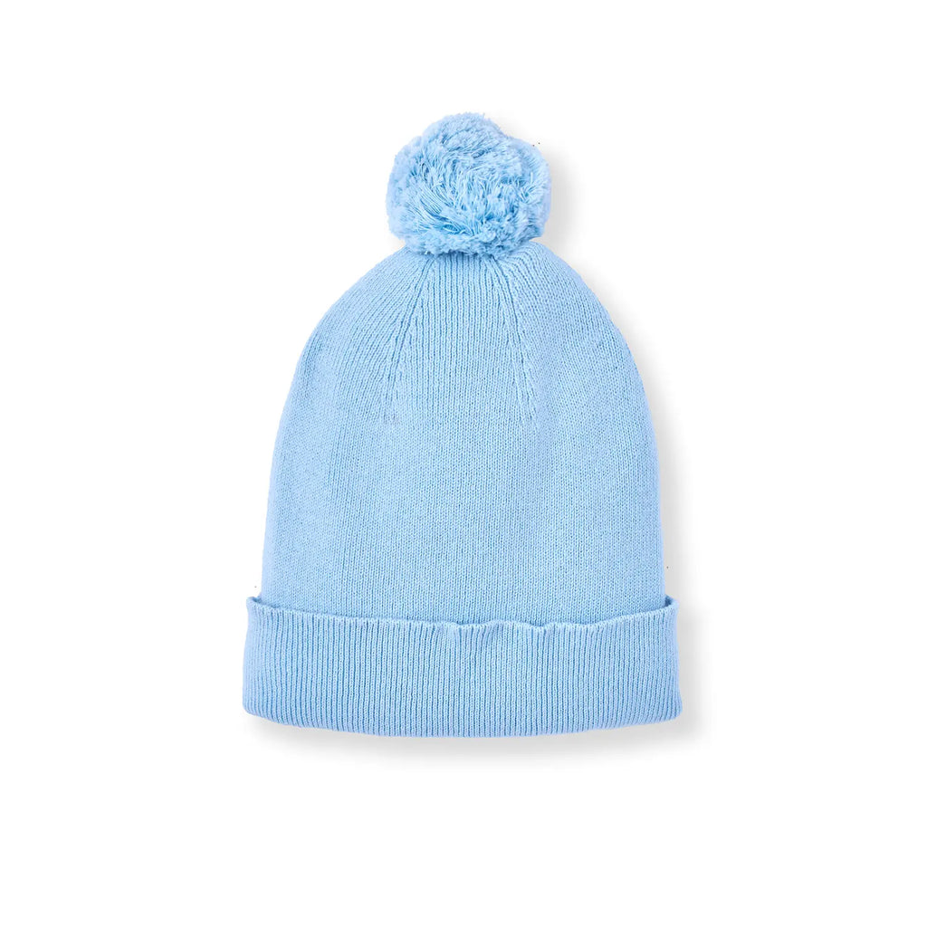 Knit Baby Pom Beanie in Baby Blue