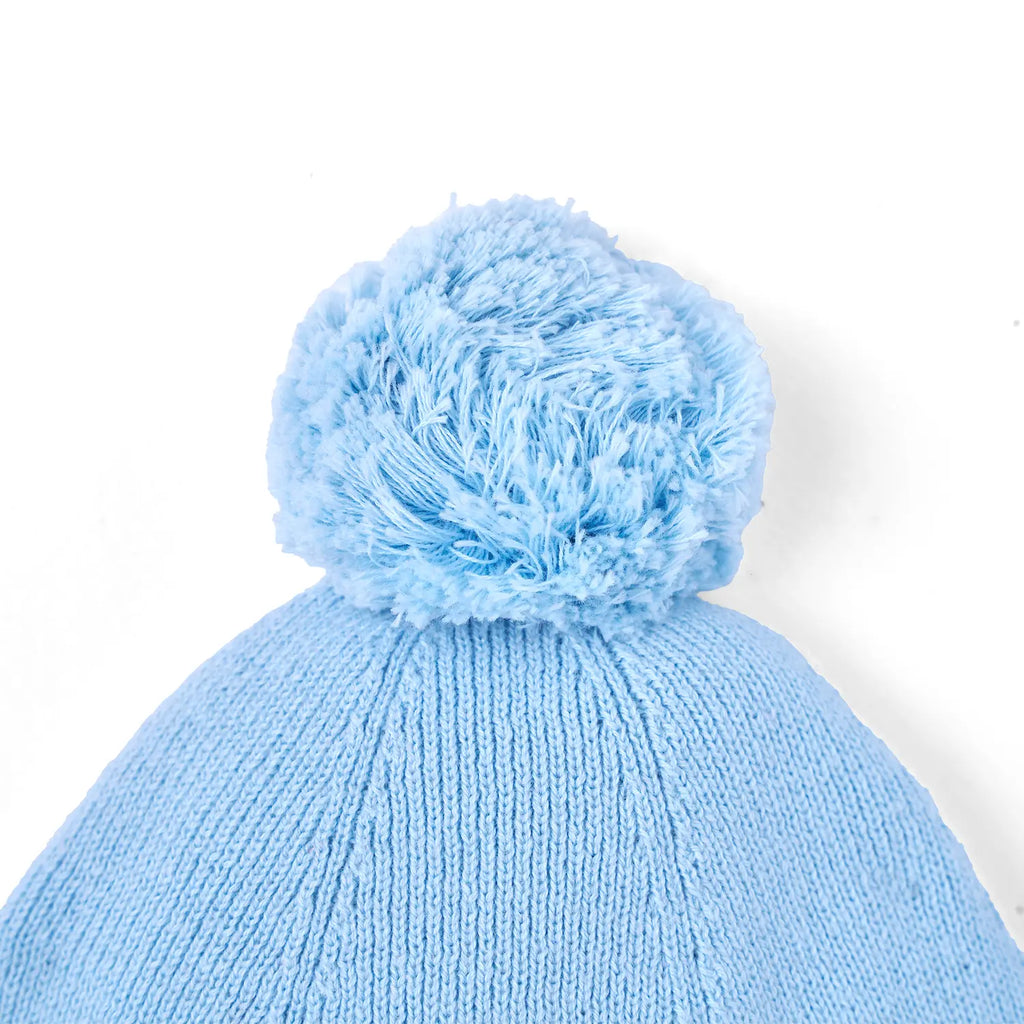 Knit Baby Pom Beanie in Baby Blue