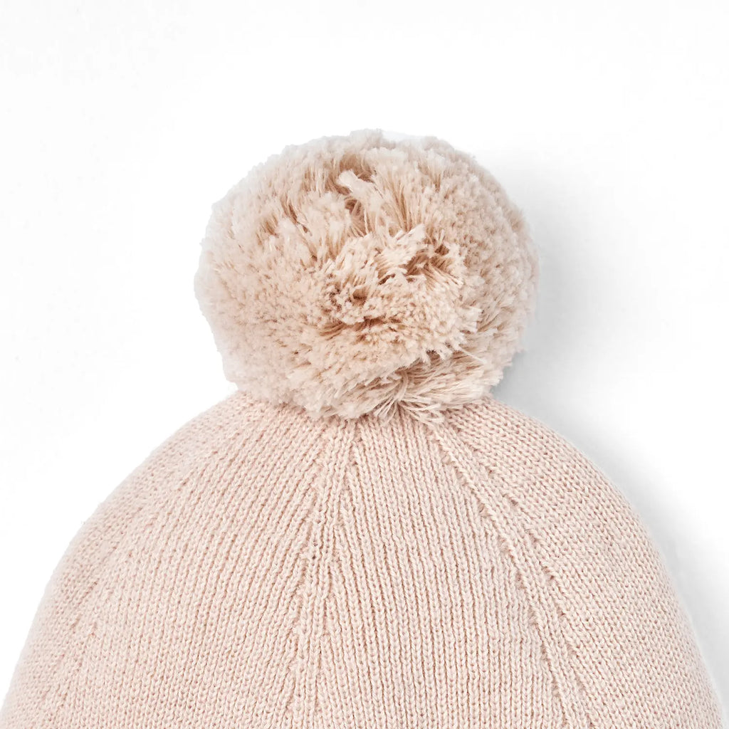Knit Baby Pom Beanie in Beige