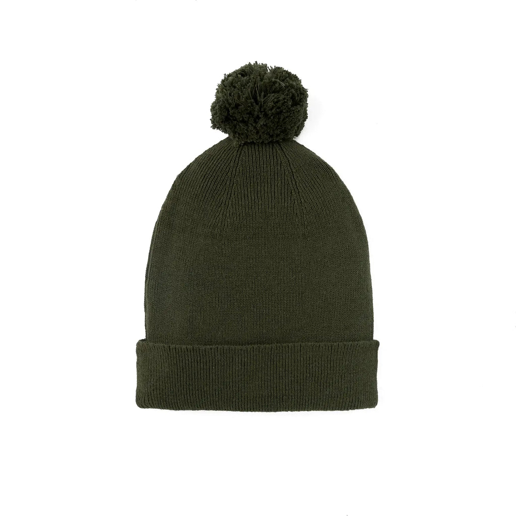 Knit Baby Pom Beanie in Forest Green