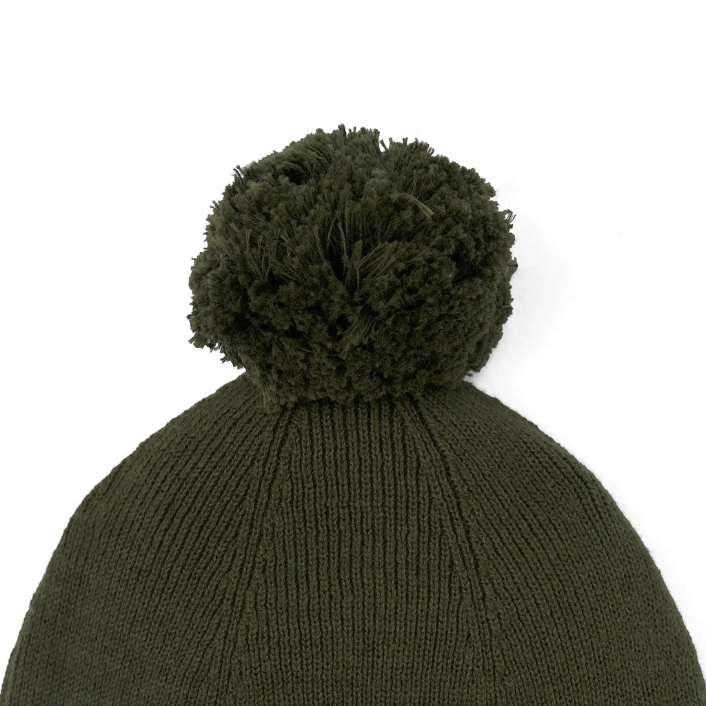 Knit Baby Pom Beanie in Forest Green