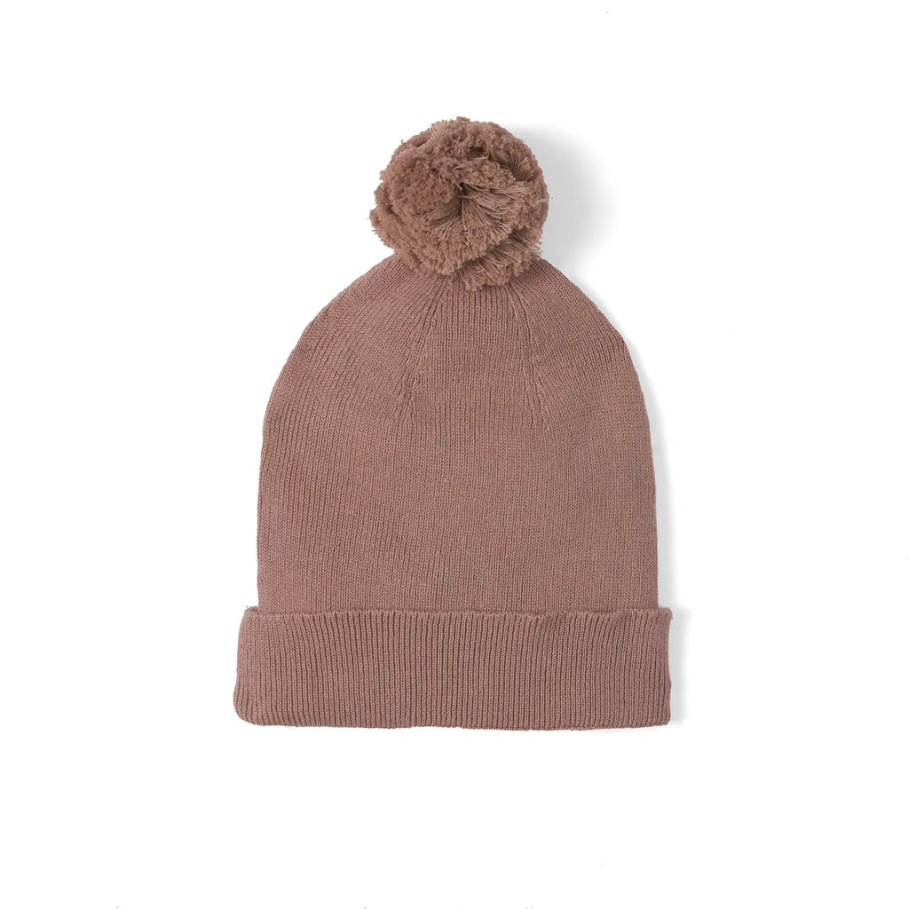 Knit Baby Pom Beanie in Mocha