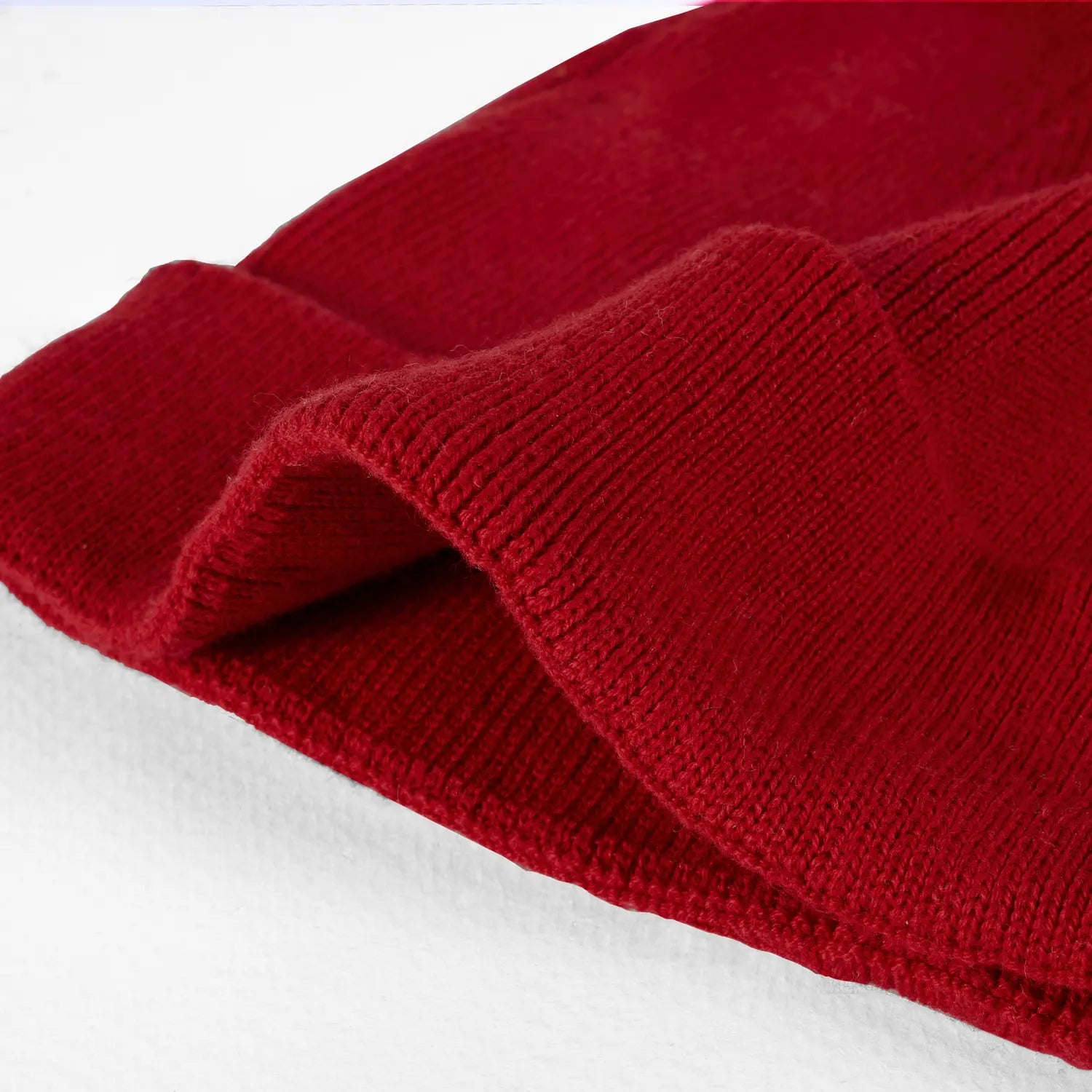 Knit Baby Pom Beanie in Red Xmas