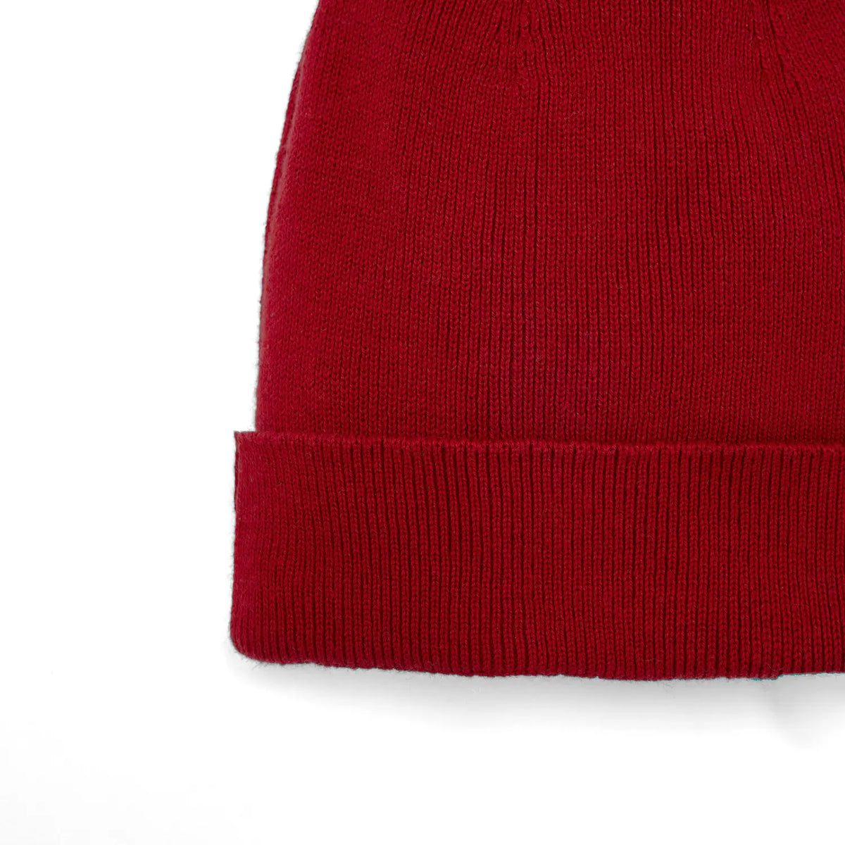 Knit Baby Pom Beanie in Red Xmas