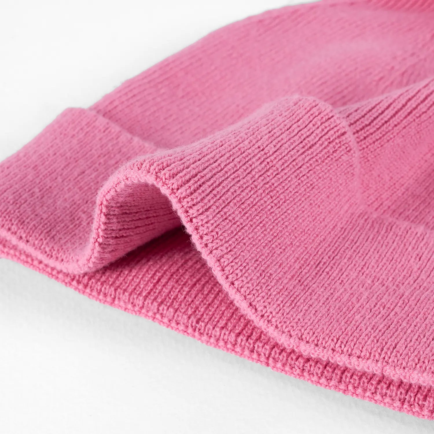 Knit Baby Pom Beanie in Rose Pink