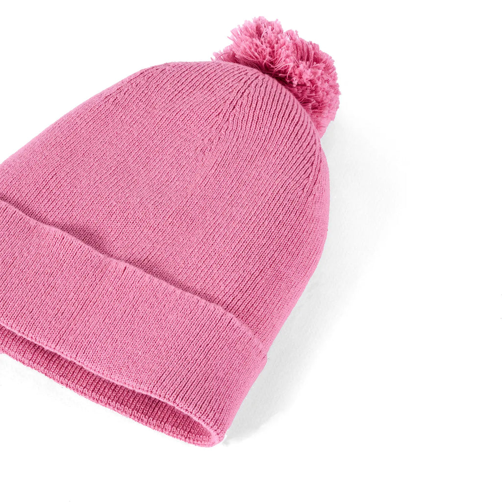 Knit Baby Pom Beanie in Rose Pink