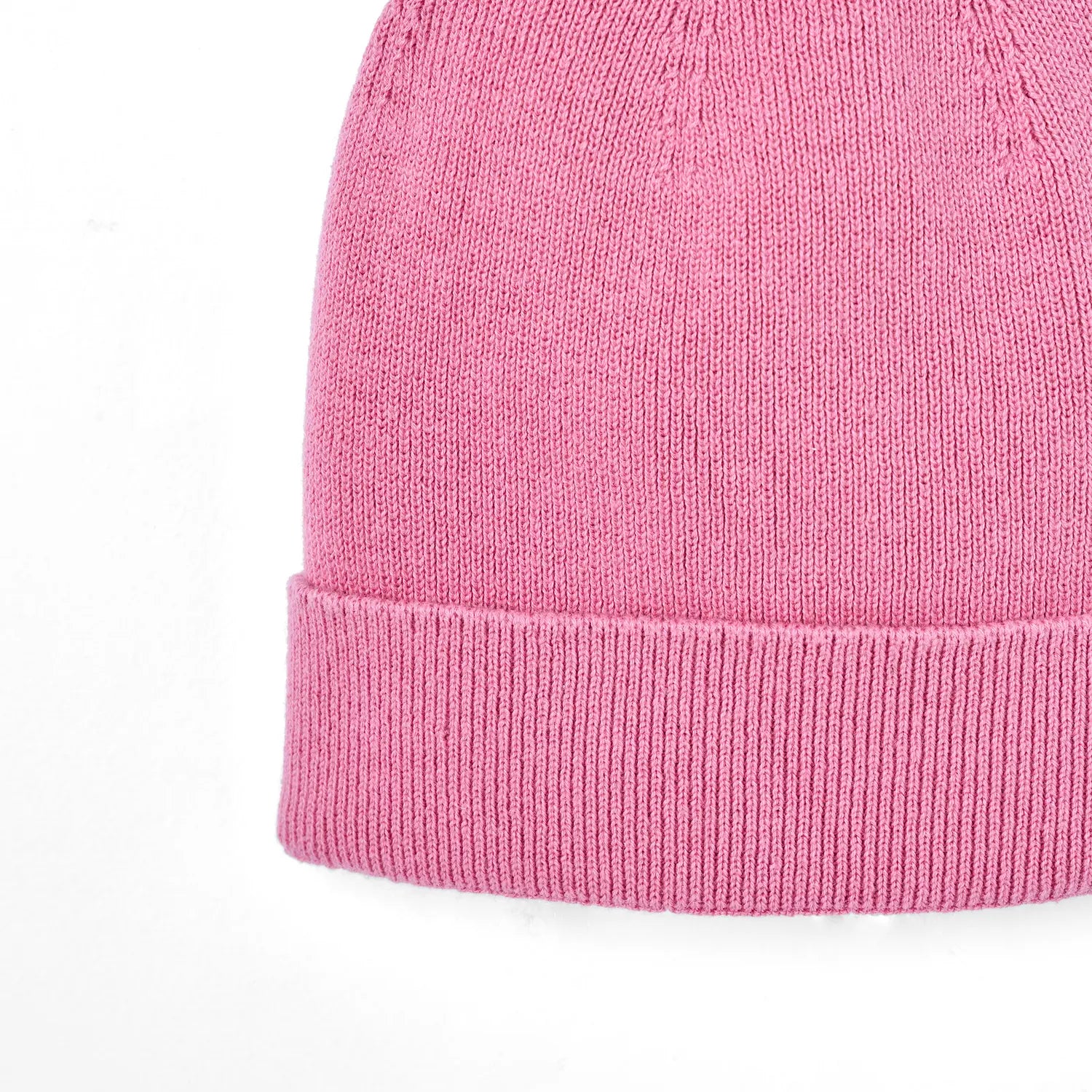 Knit Baby Pom Beanie in Rose Pink