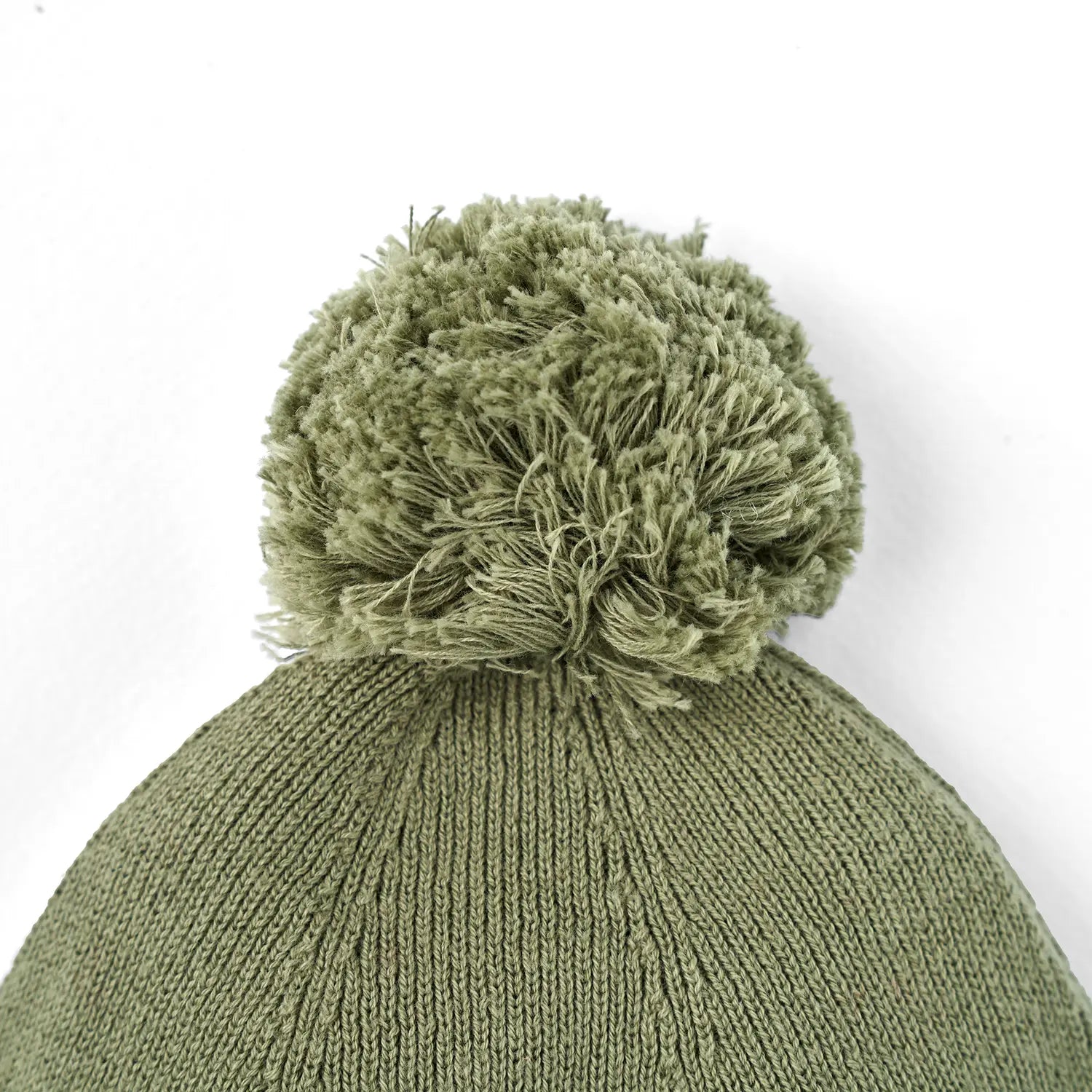 Knit Baby Pom Beanie in Sage Green