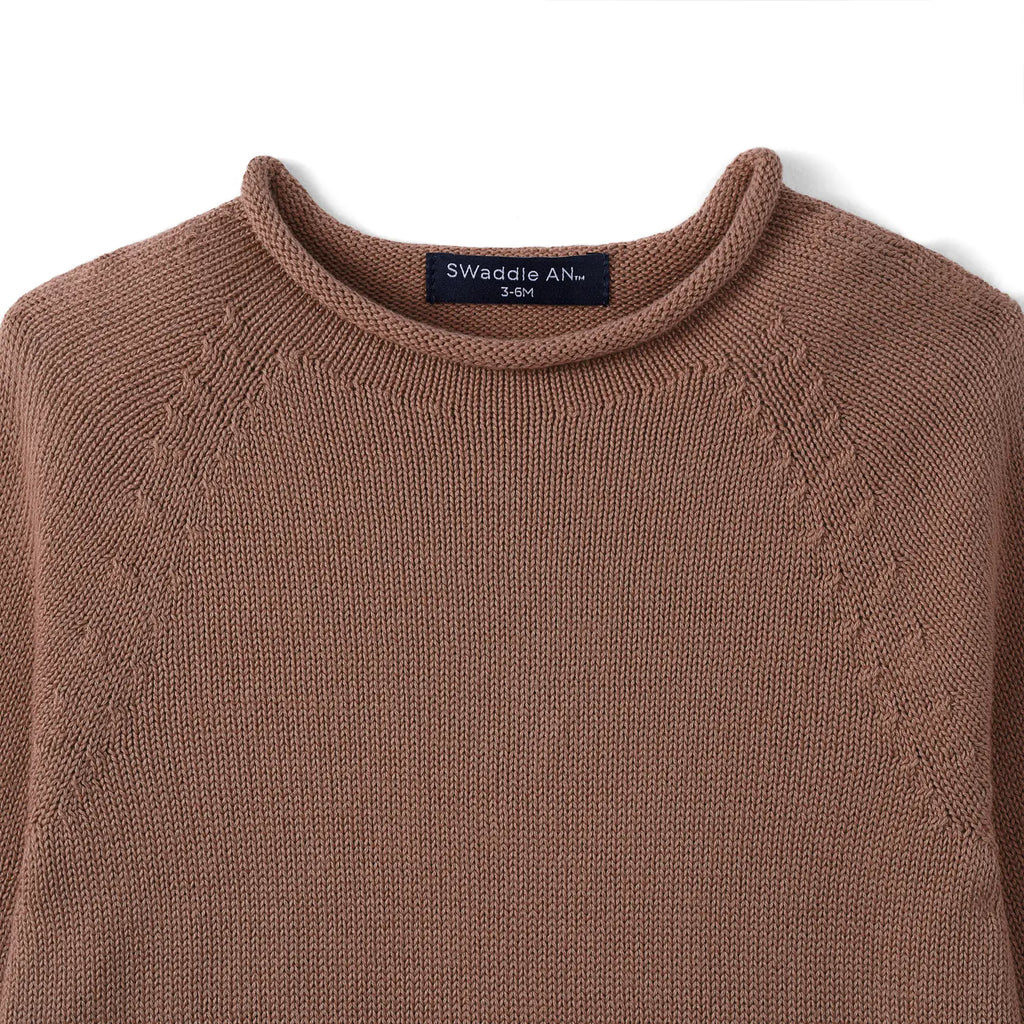 Knit Rollneck Baby Sweater in Mocha