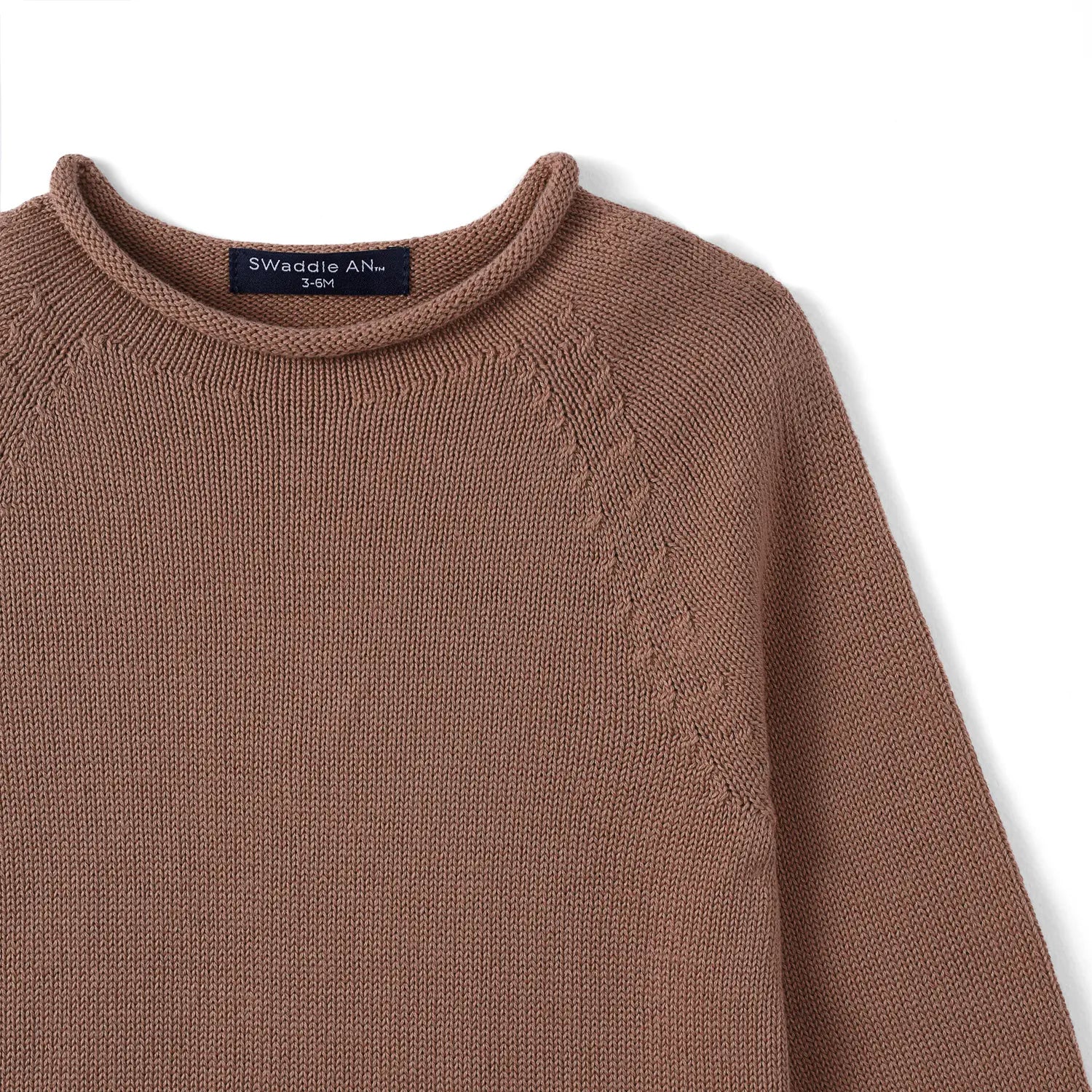 Knit Rollneck Baby Sweater in Mocha