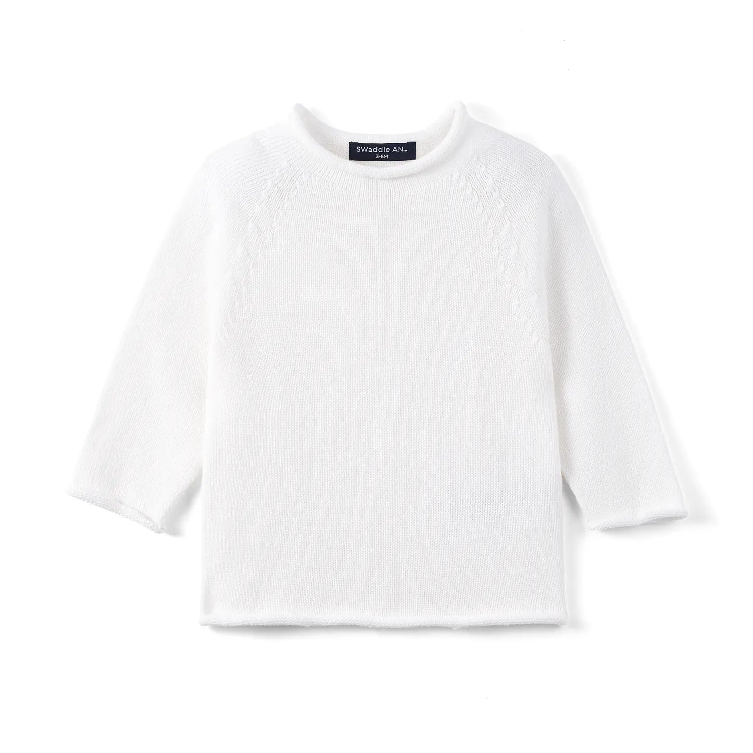 Knit Rollneck Baby Sweater in White