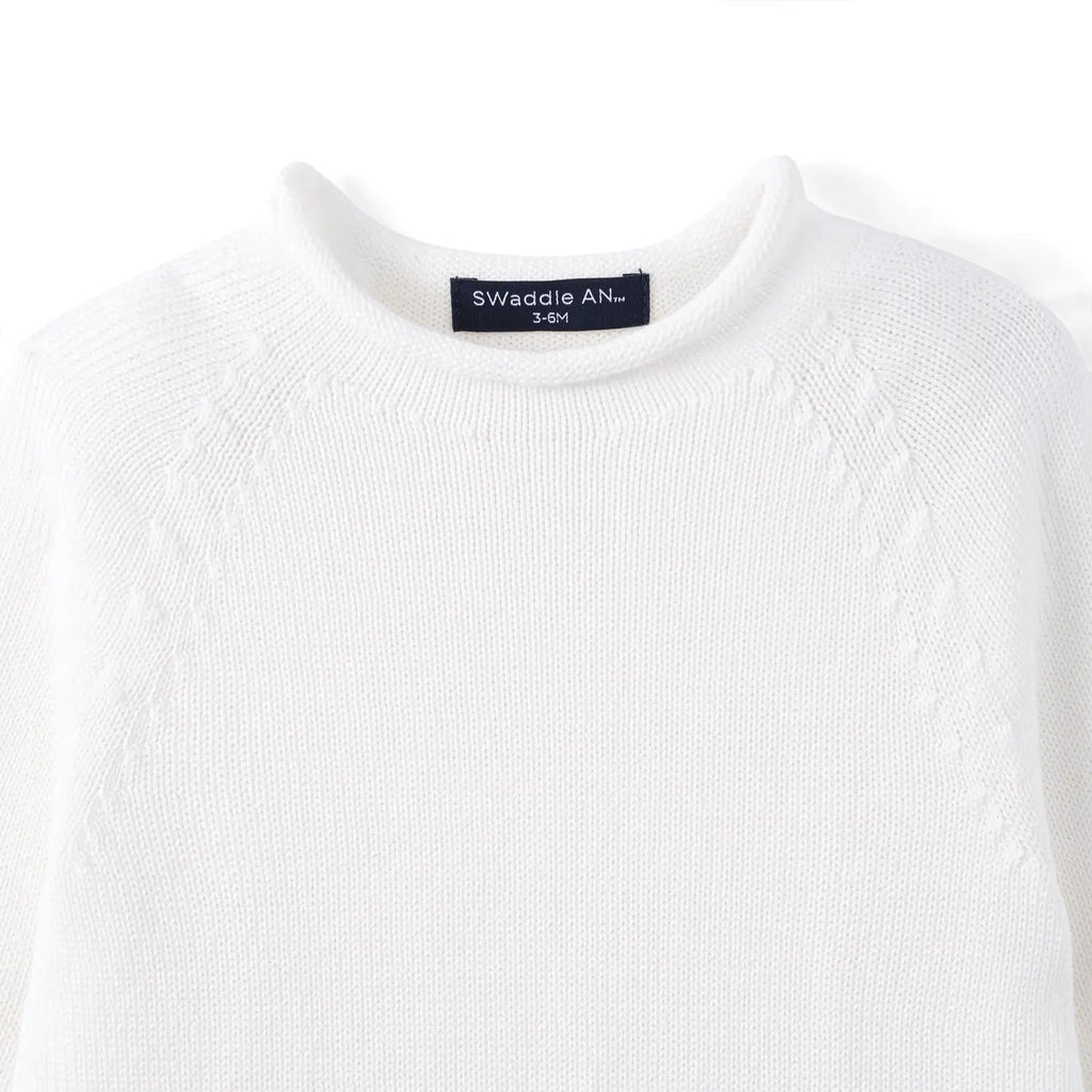 Knit Rollneck Baby Sweater in White