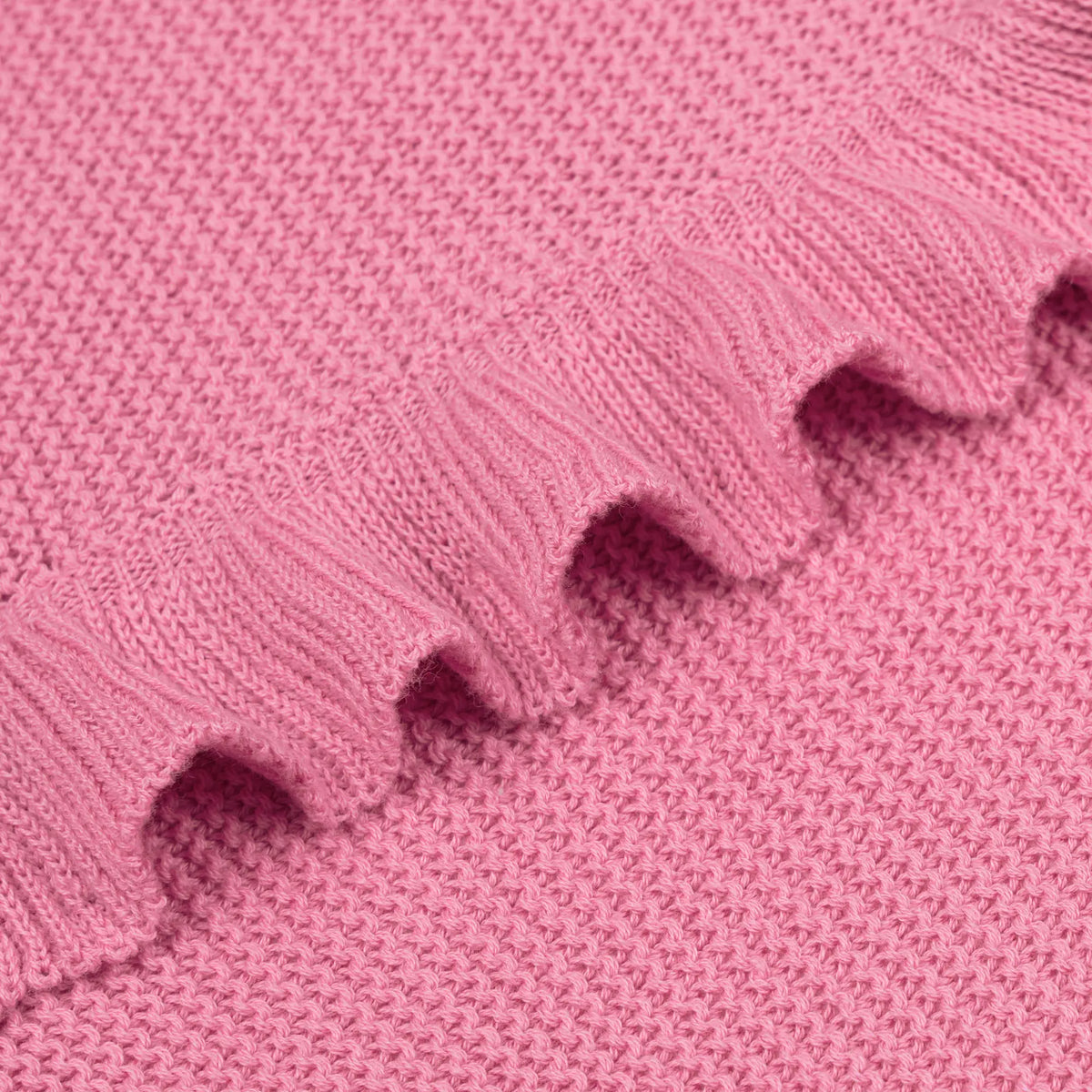 Ruffled Edge Knit Baby Blanket in Rose Pink