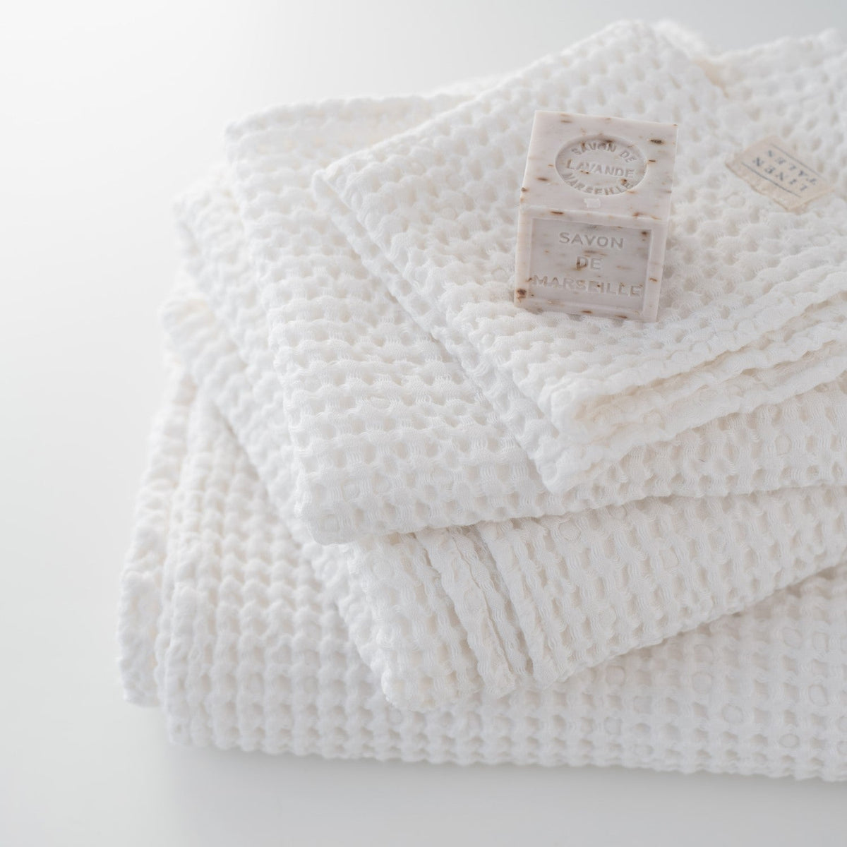 Linen Tales White Linen & Cotton Honeycomb Waffle Towel