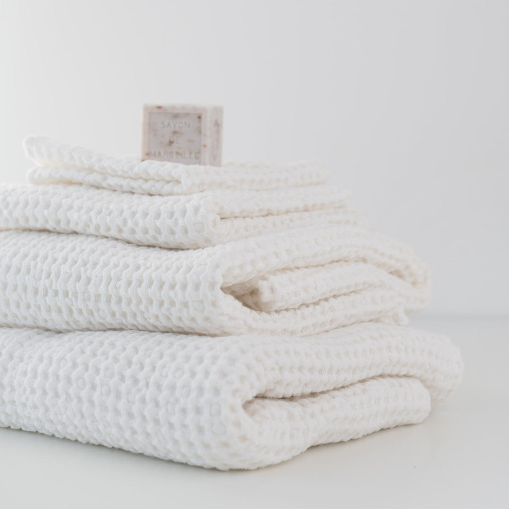 Linen Tales White Linen & Cotton Honeycomb Waffle Towel