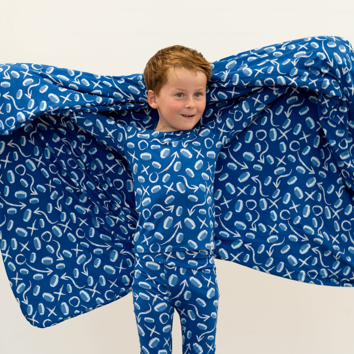 Blue Football Playbook- Big Kid Pajama