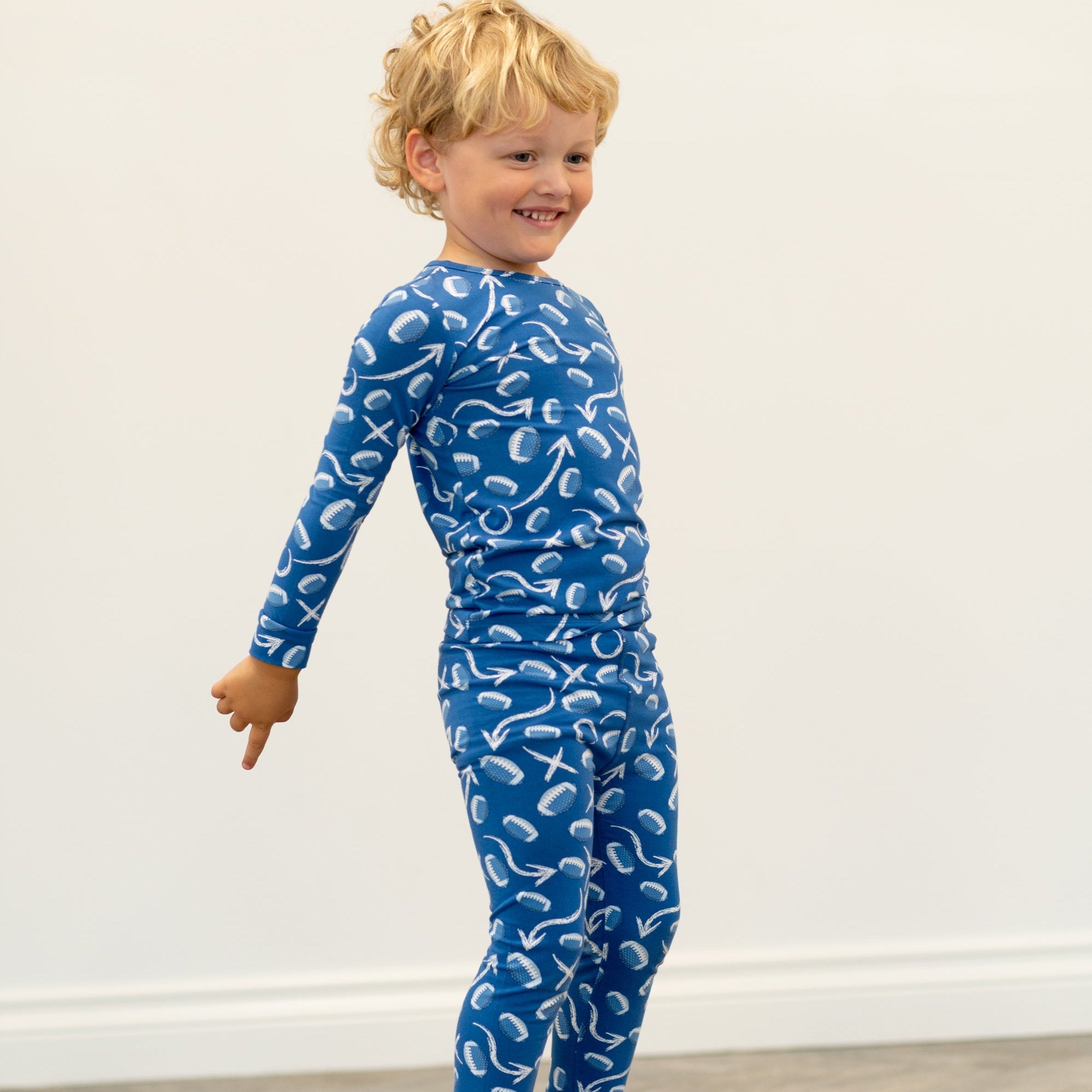 Blue Football Playbook- Big Kid Pajama