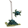 Blue Mother & Baby Sea Turtle Ornament – Coastal Resin Décor