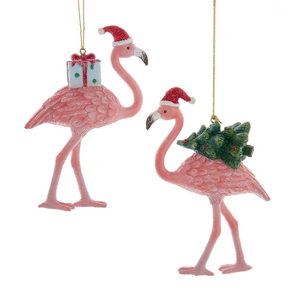 Christmas Flamingo Ornament – Coastal Holiday Decor with Gifts & Tree