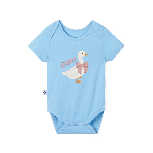 'Silly Goose' Bamboo Embroidered Baby Bodysuit