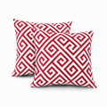 Red Greek Key Outdoor Pillow Covers (Set of 2)