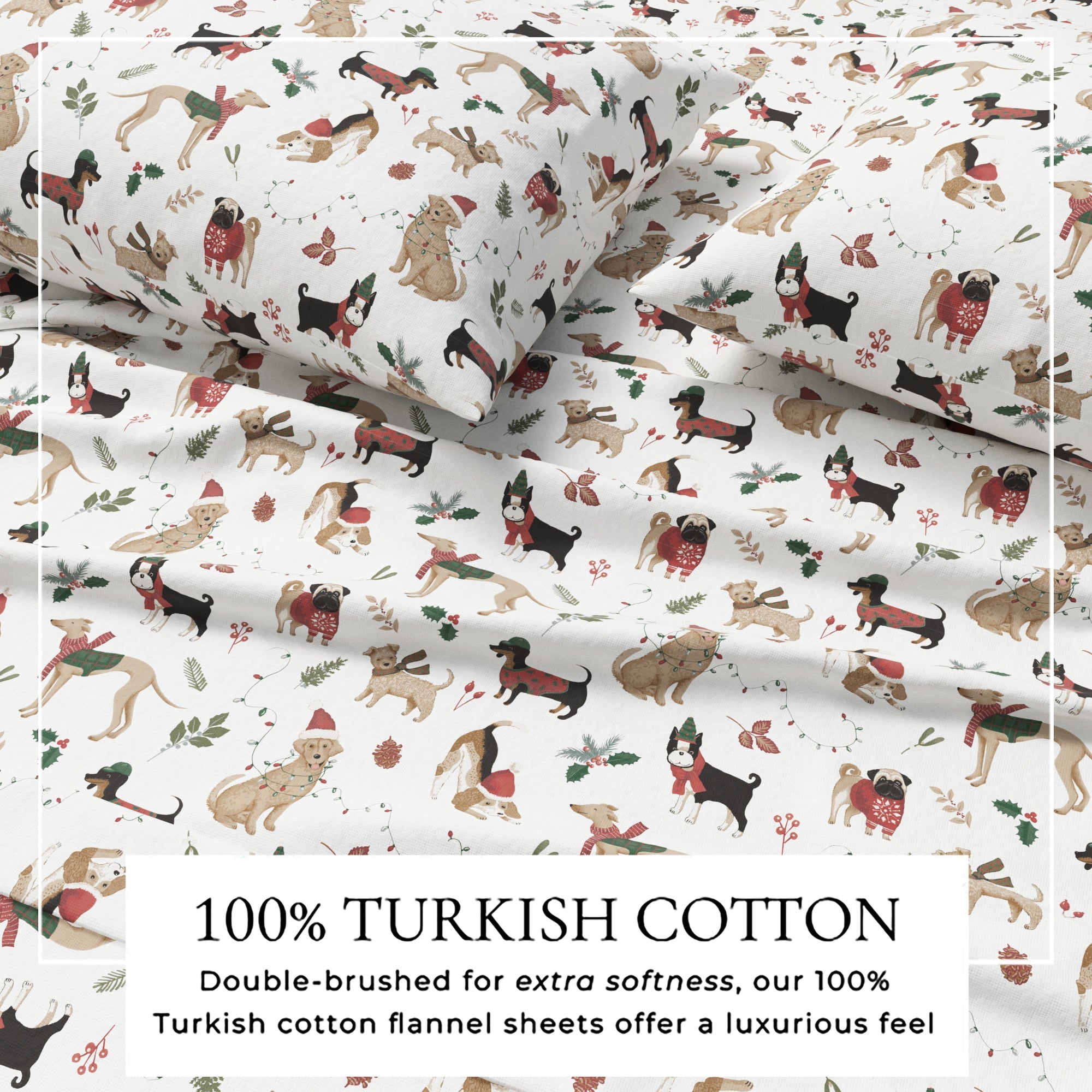 Turkish Cotton Christmas Flannel Sheet - Whittaker Collection