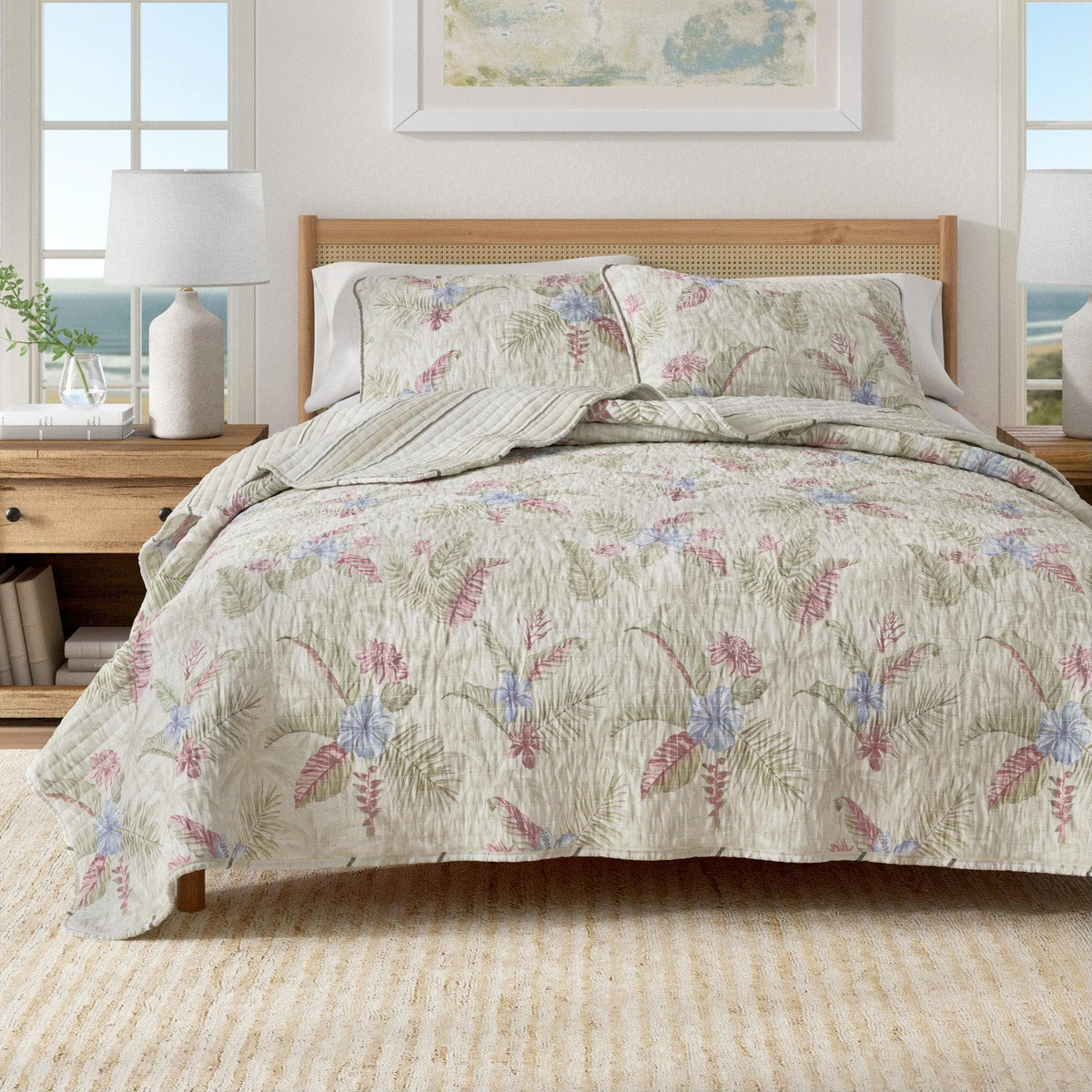 Floral Printed Cotton Quilt Set - Mendocino Collection