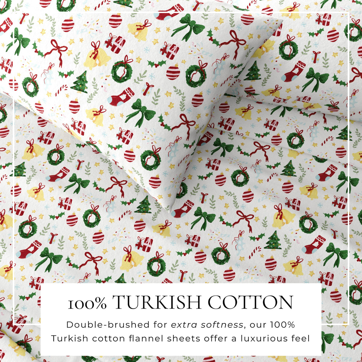 Turkish Cotton Christmas Flannel Sheet - Whittaker Collection