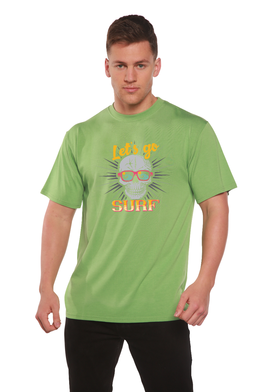 Let`s go SURF Men's Bamboo Viscose/Organic Cotton Short Sleeve Graphic T-Shirt