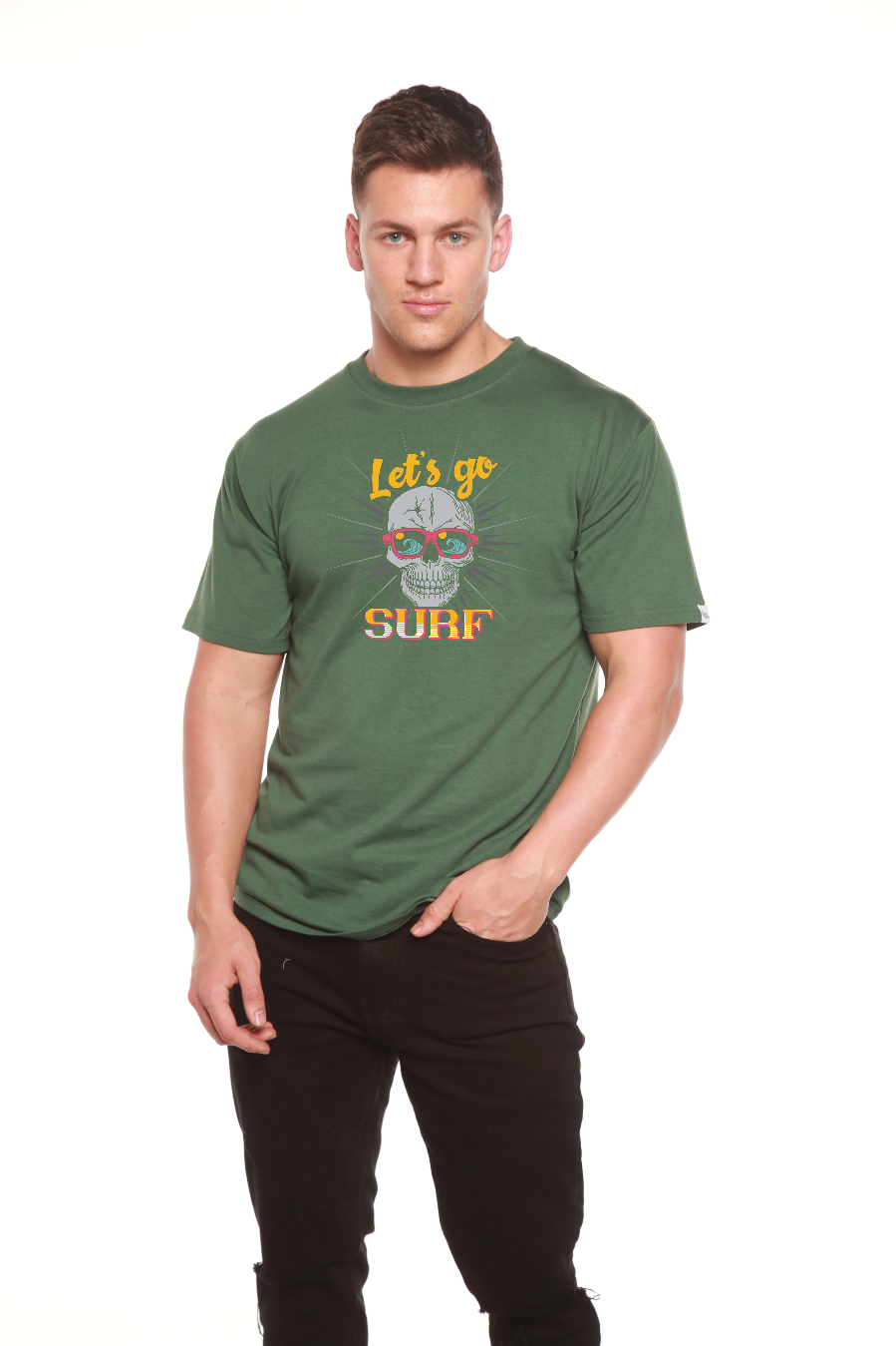 Let`s go SURF Men's Bamboo Viscose/Organic Cotton Short Sleeve Graphic T-Shirt