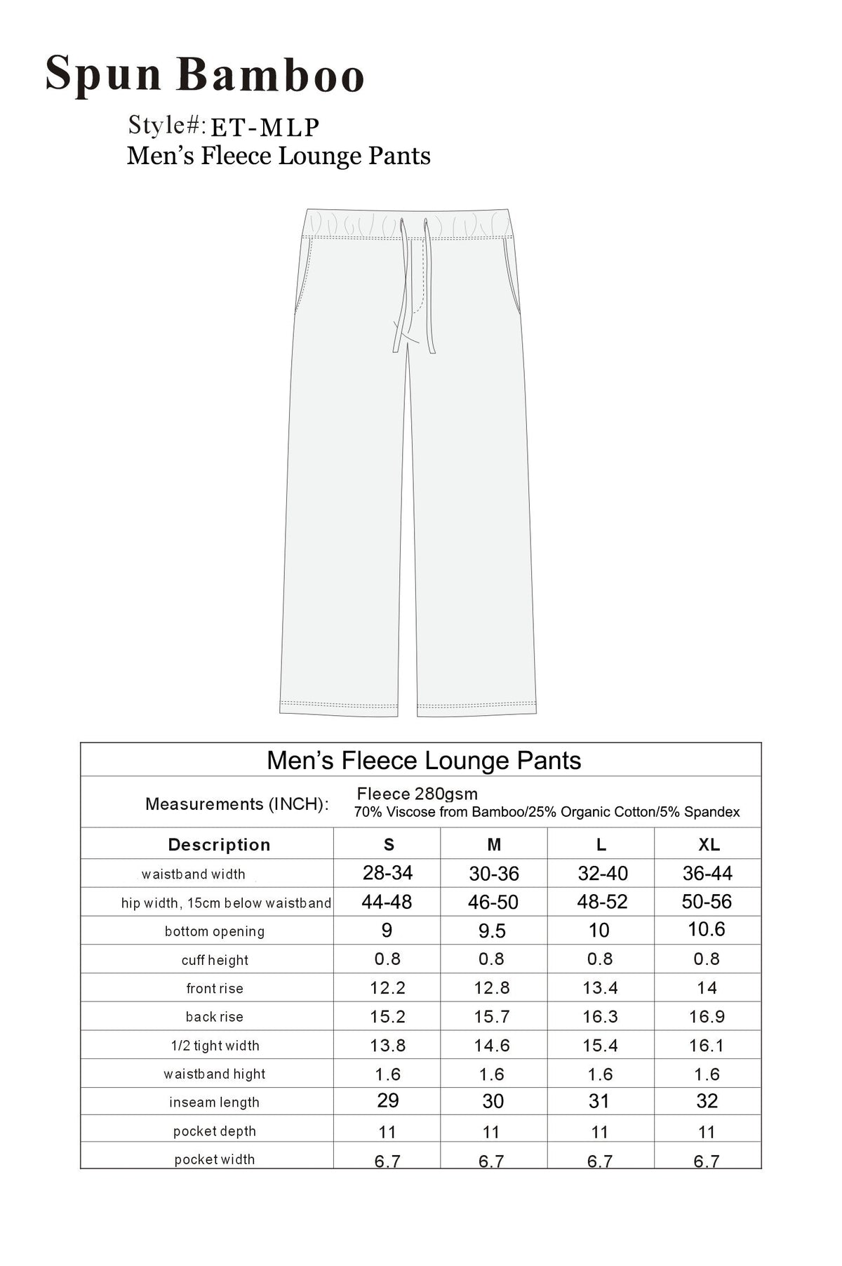 Men's Bamboo Viscose Fleece Lounge Pants